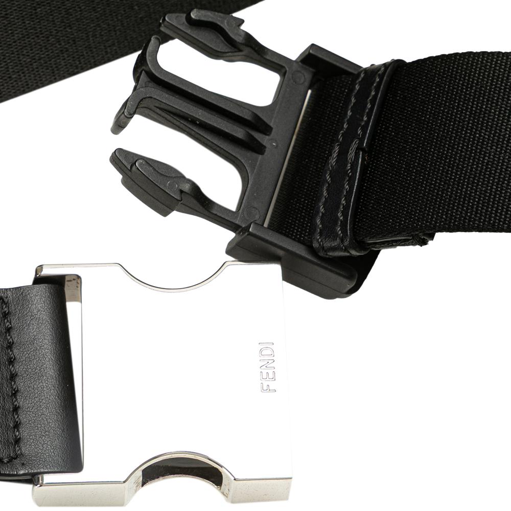 Fendi B Fendi Brown with Black Calf Leather FF Embossed 1974 Crossbody Italy