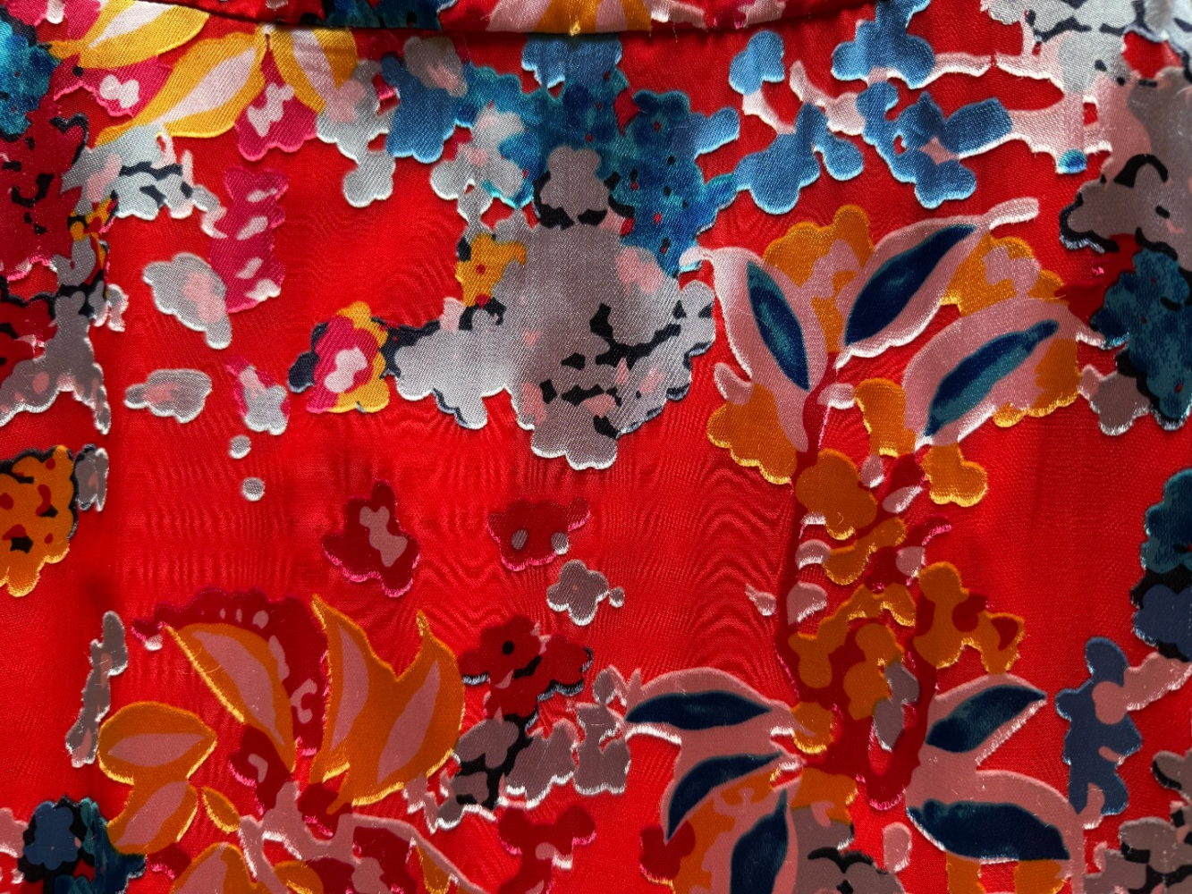 Saloni Dramatic long red silk-rayon floral dress