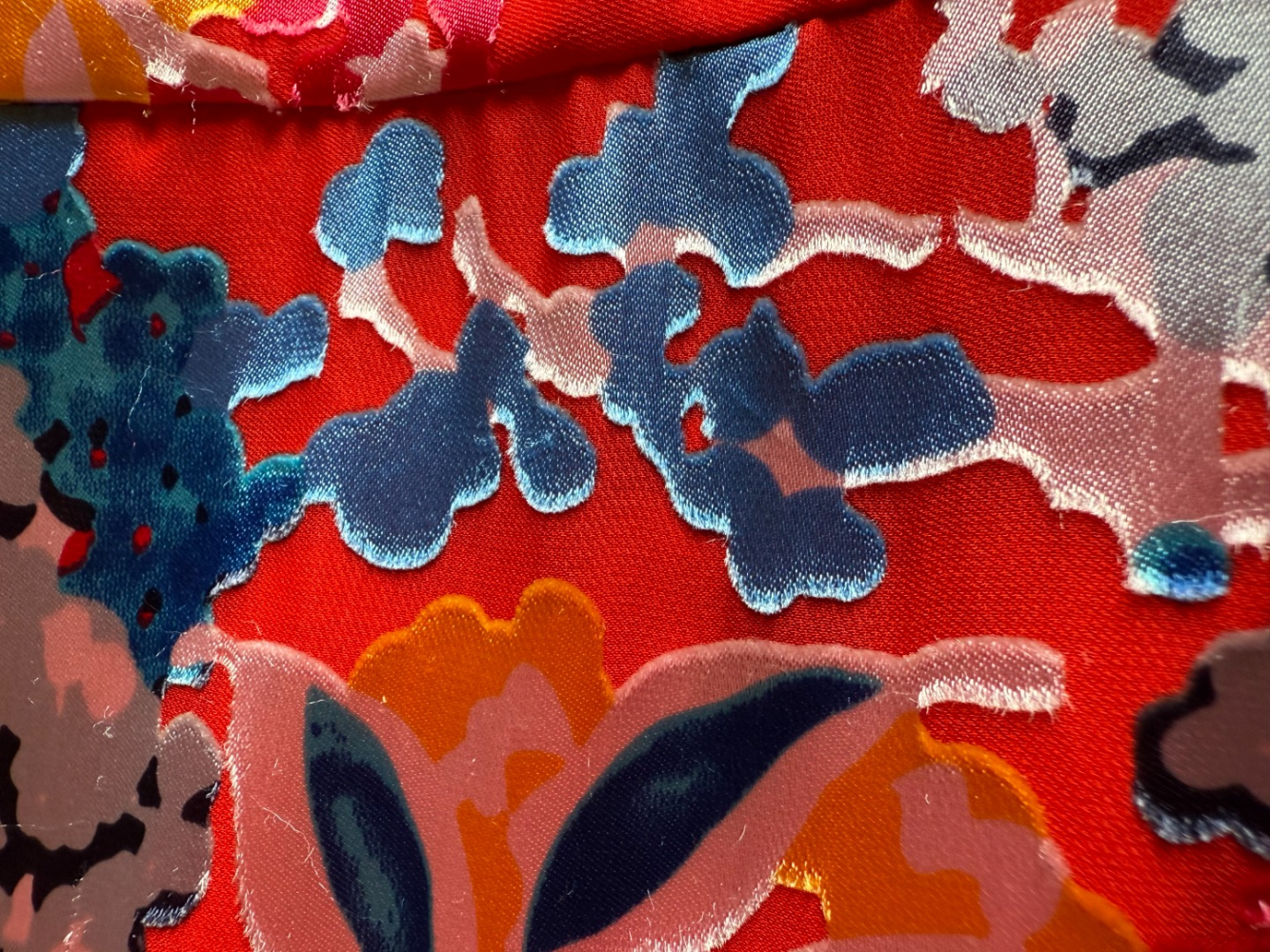 Saloni Dramatic long red silk-rayon floral dress