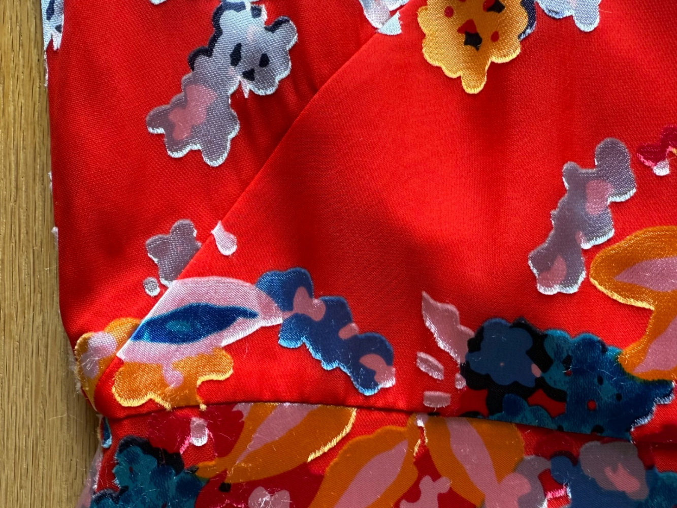 Saloni Dramatic long red silk-rayon floral dress