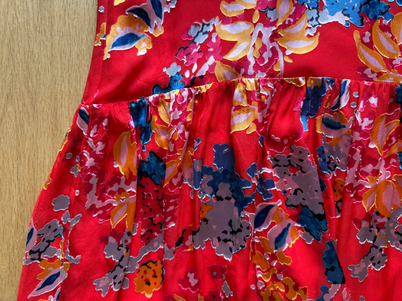 Saloni Dramatic long red silk-rayon floral dress