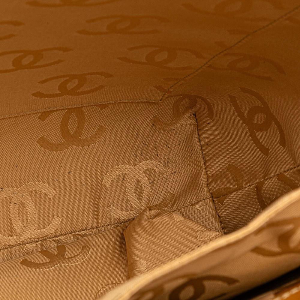 Chanel B Chanel Brown Caramel Patent Leather Leather CC Square Quilted Patent Tote Italy