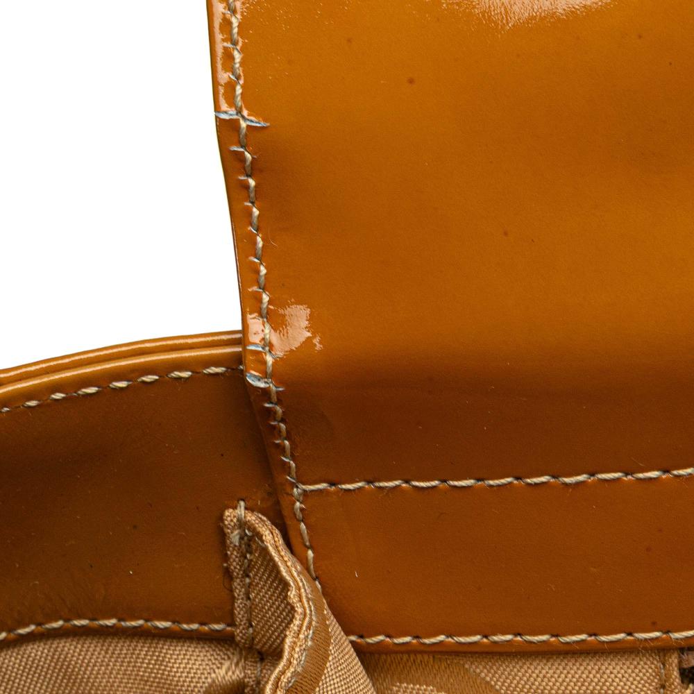 Chanel B Chanel Brown Caramel Patent Leather Leather CC Square Quilted Patent Tote Italy