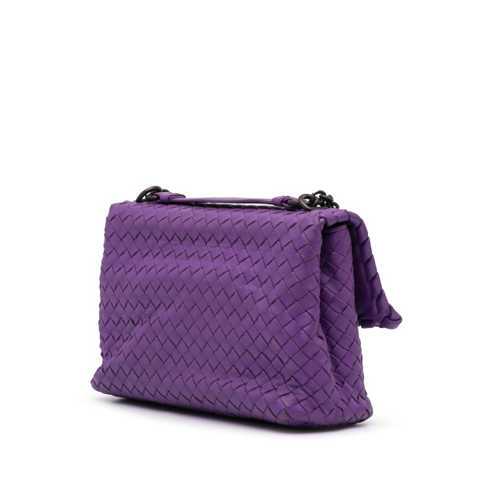 Bottega Veneta Purple Small Nappa Intrecciato Olimpia Shoulder Bag Italy