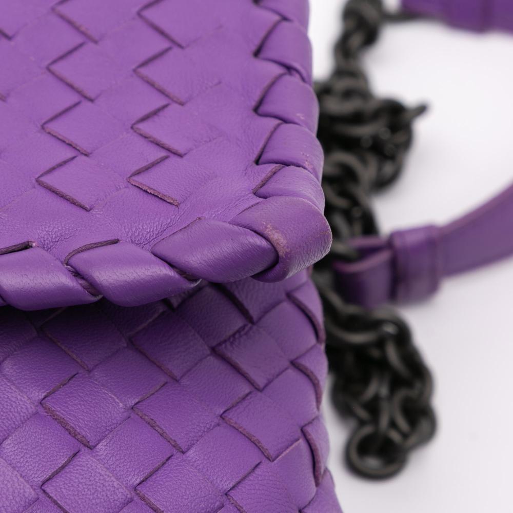 Bottega Veneta Purple Small Nappa Intrecciato Olimpia Shoulder Bag Italy