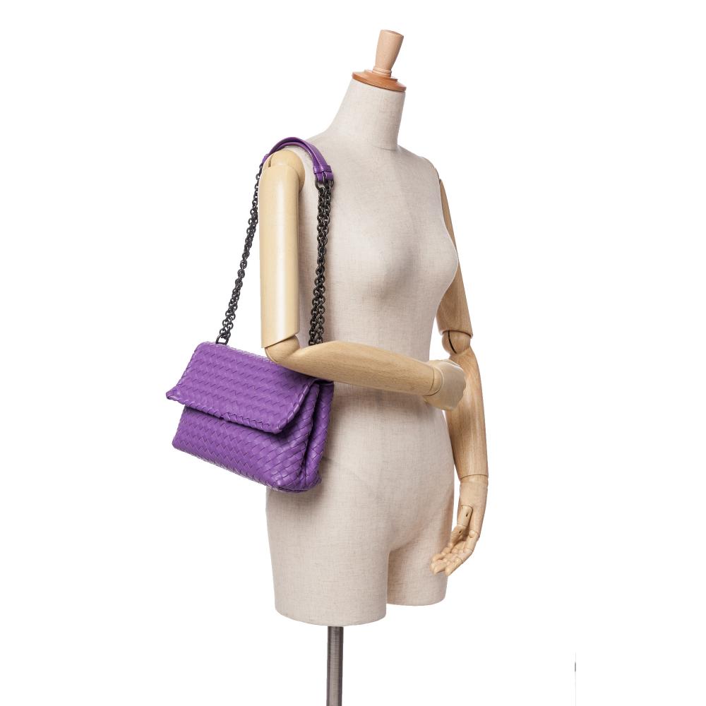 Bottega Veneta Purple Small Nappa Intrecciato Olimpia Shoulder Bag Italy