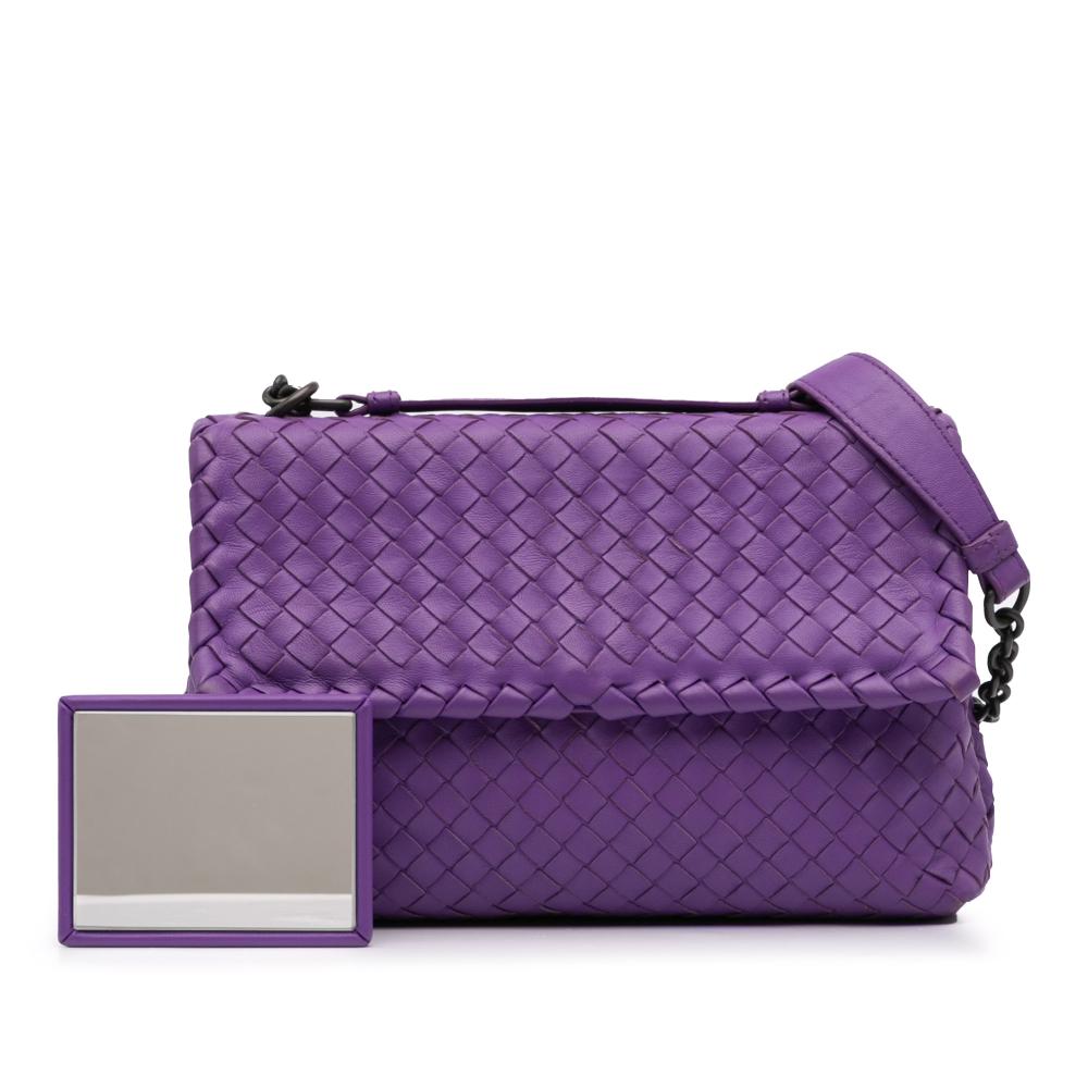 Bottega Veneta Purple Small Nappa Intrecciato Olimpia Shoulder Bag Italy