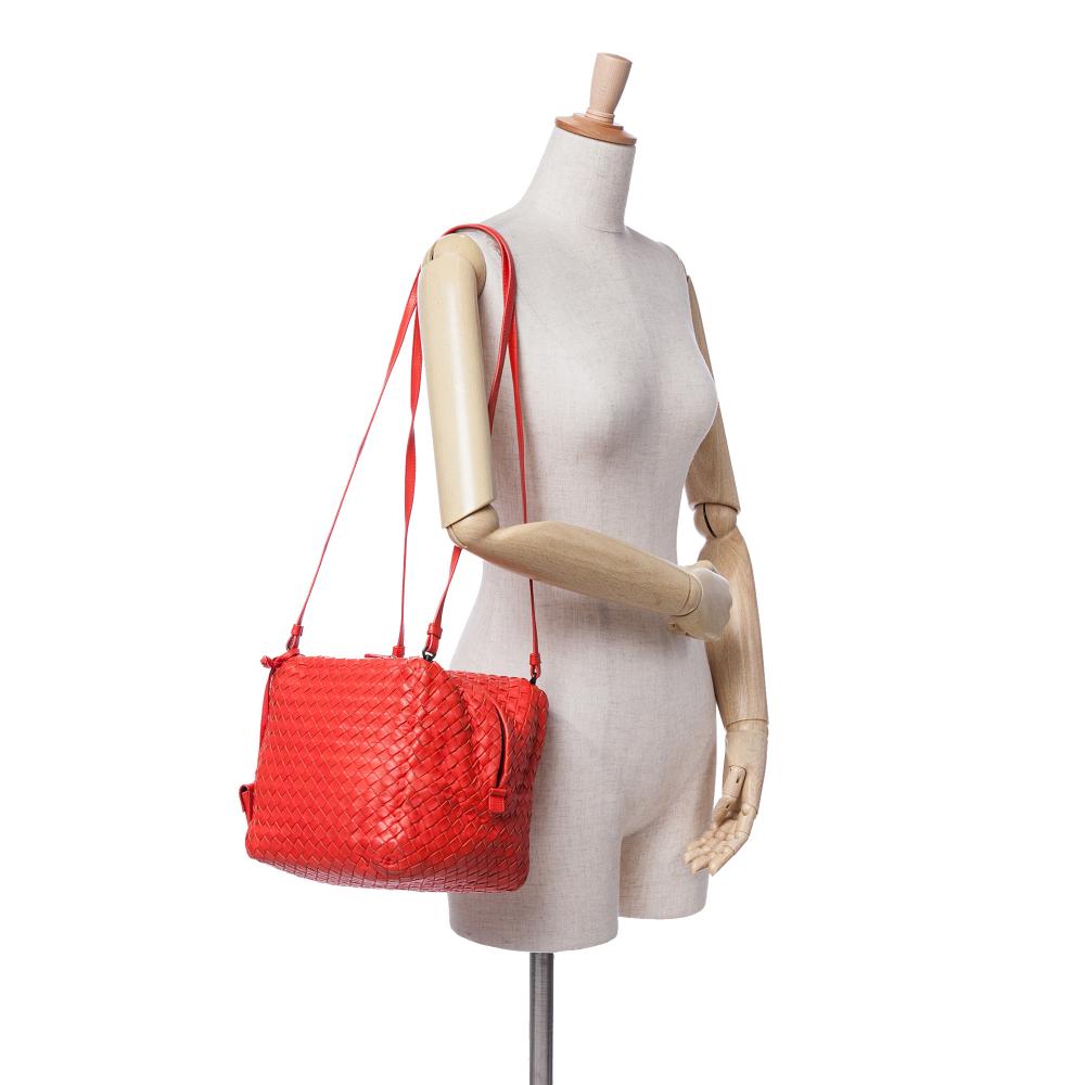 Bottega Veneta B Bottega Veneta Red Nappa Leather Leather Nappa Intrecciato Cube Shoulder Bag Italy
