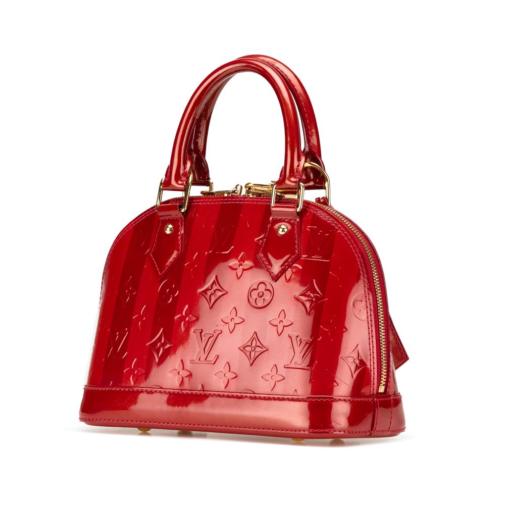 Louis Vuitton B Louis Vuitton Red Vernis Leather Leather Monogram Vernis Rayures Alma BB France