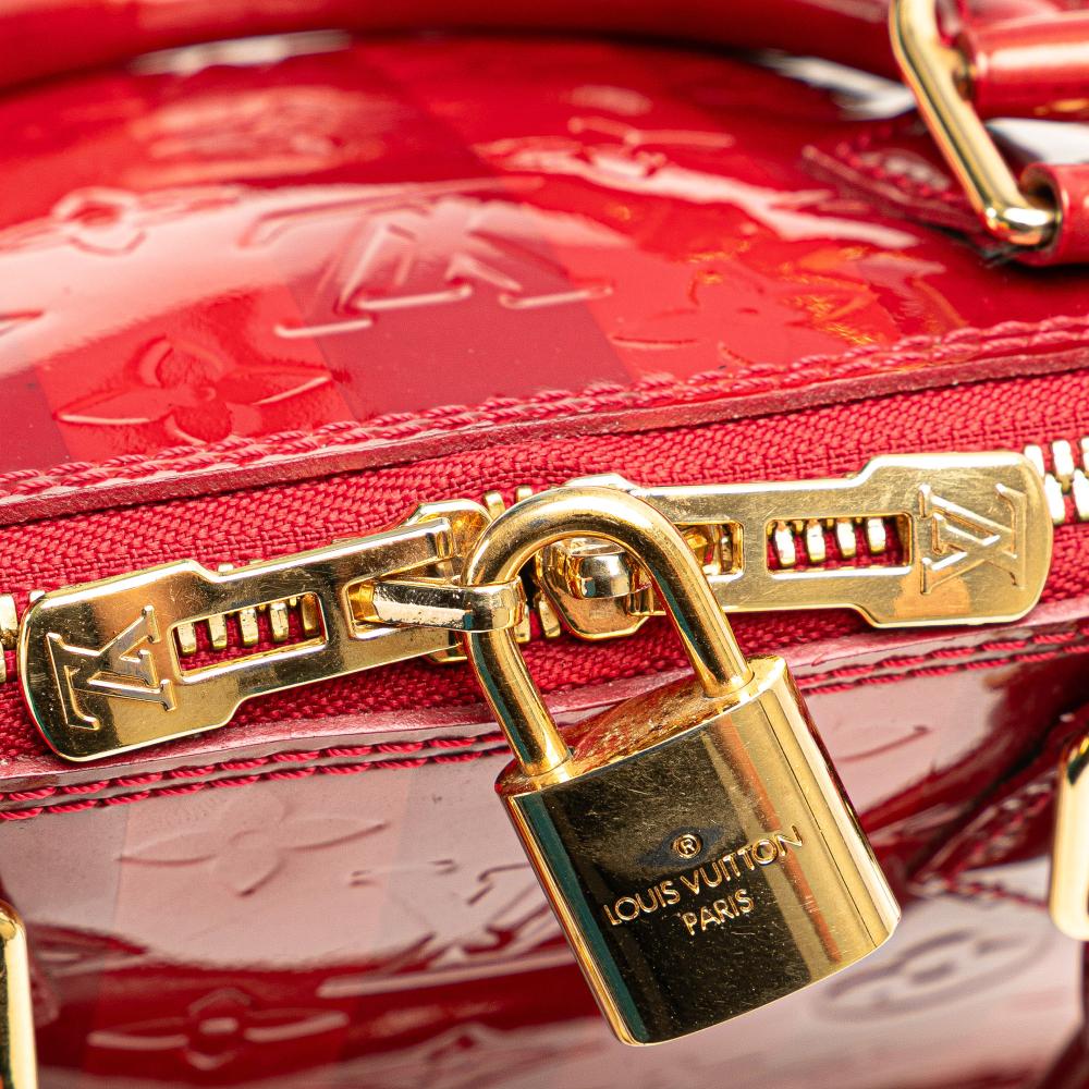 Louis Vuitton B Louis Vuitton Red Vernis Leather Leather Monogram Vernis Rayures Alma BB France