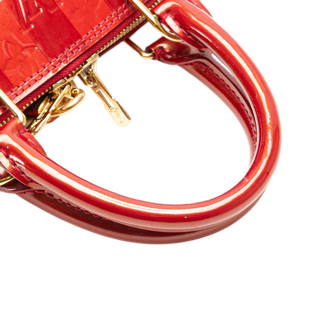 Louis Vuitton B Louis Vuitton Red Vernis Leather Leather Monogram Vernis Rayures Alma BB France