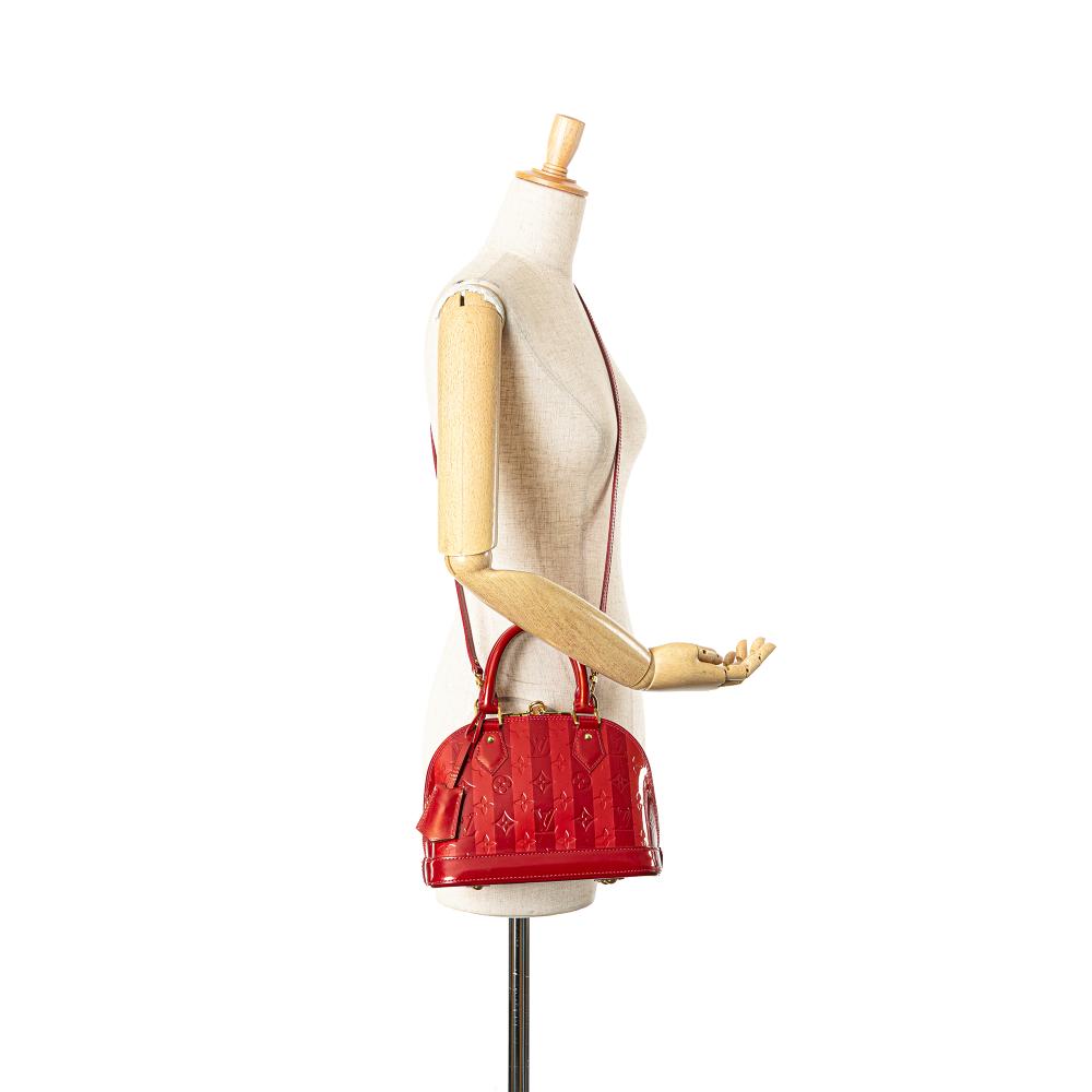 Louis Vuitton B Louis Vuitton Red Vernis Leather Leather Monogram Vernis Rayures Alma BB France