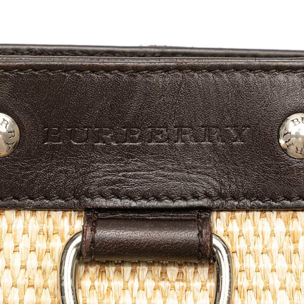 Burberry B Burberry Brown Beige Raffia Natural Material Leather Trimmed Crossbody United Kingdom