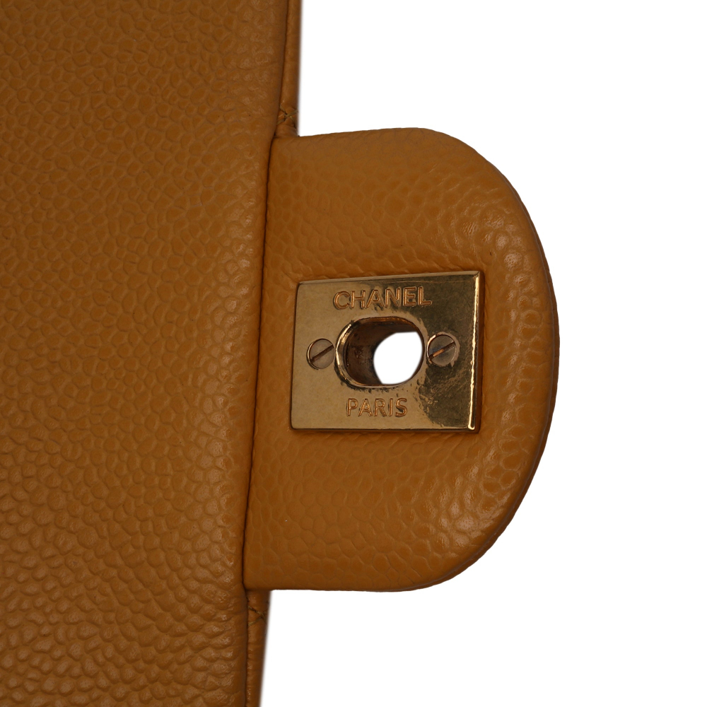 Chanel Classic Single Flap Mini Matelassè Caviar Leather Flap Shoulder Bag Yellow