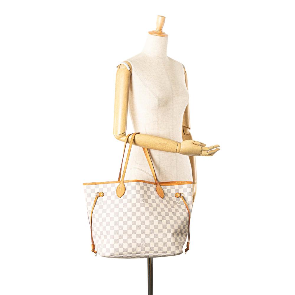 Louis Vuitton B Louis Vuitton White Damier Canvas Fabric Damier Azur Neverfull MM France