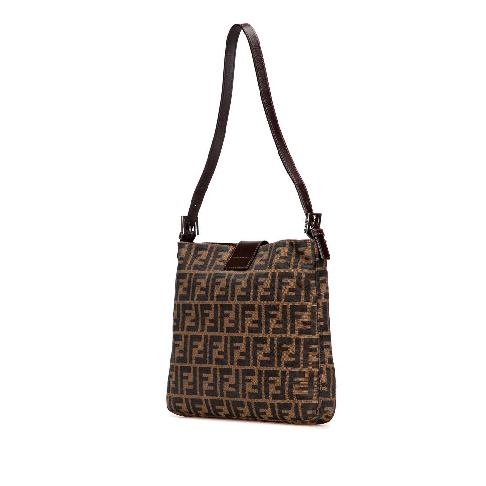 Fendi B Fendi Brown Canvas Fabric Zucca Shoulder Bag Italy