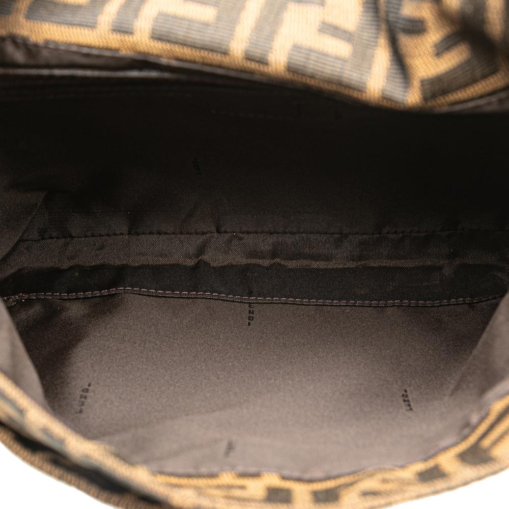 Fendi B Fendi Brown Canvas Fabric Zucca Shoulder Bag Italy