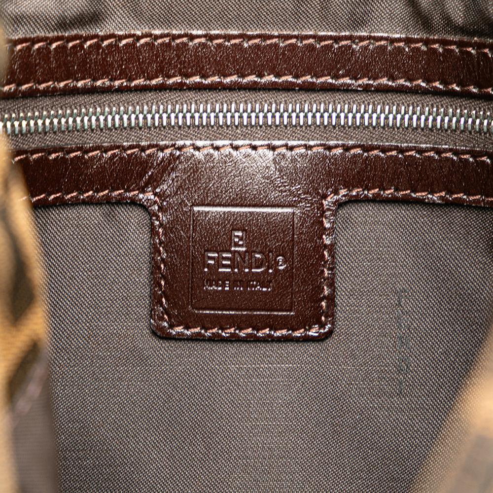 Fendi B Fendi Brown Canvas Fabric Zucca Shoulder Bag Italy