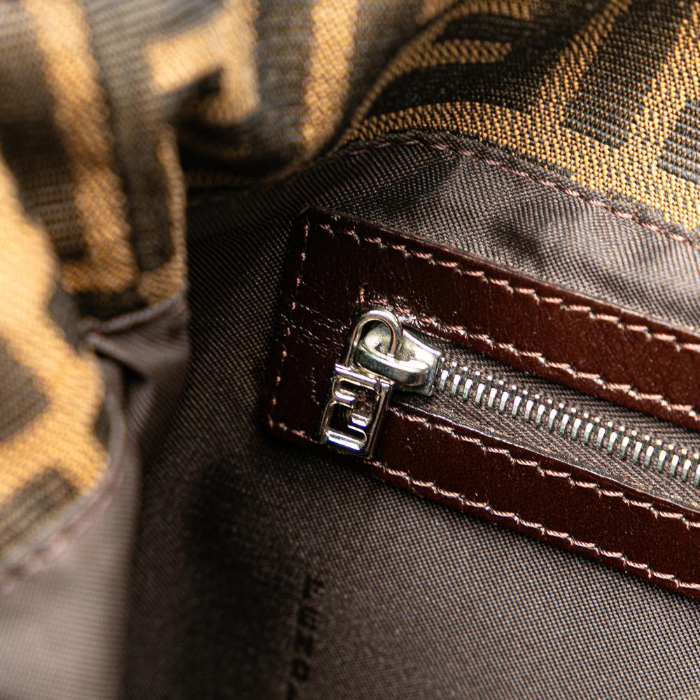 Fendi B Fendi Brown Canvas Fabric Zucca Shoulder Bag Italy