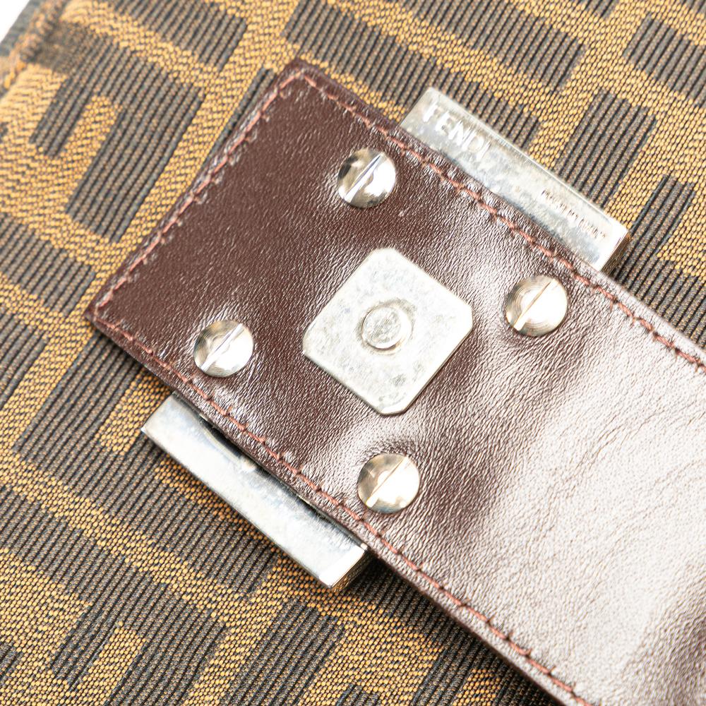 Fendi B Fendi Brown Canvas Fabric Zucca Shoulder Bag Italy