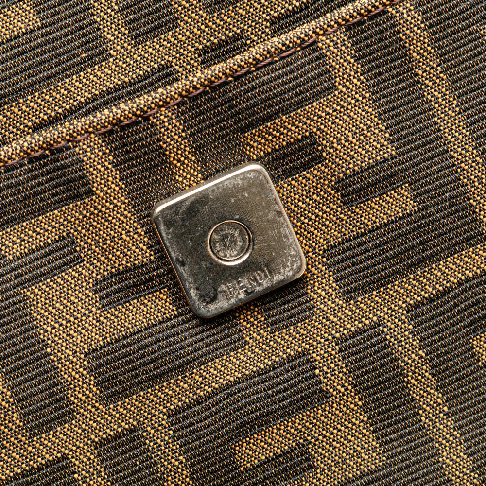 Fendi B Fendi Brown Canvas Fabric Zucca Shoulder Bag Italy