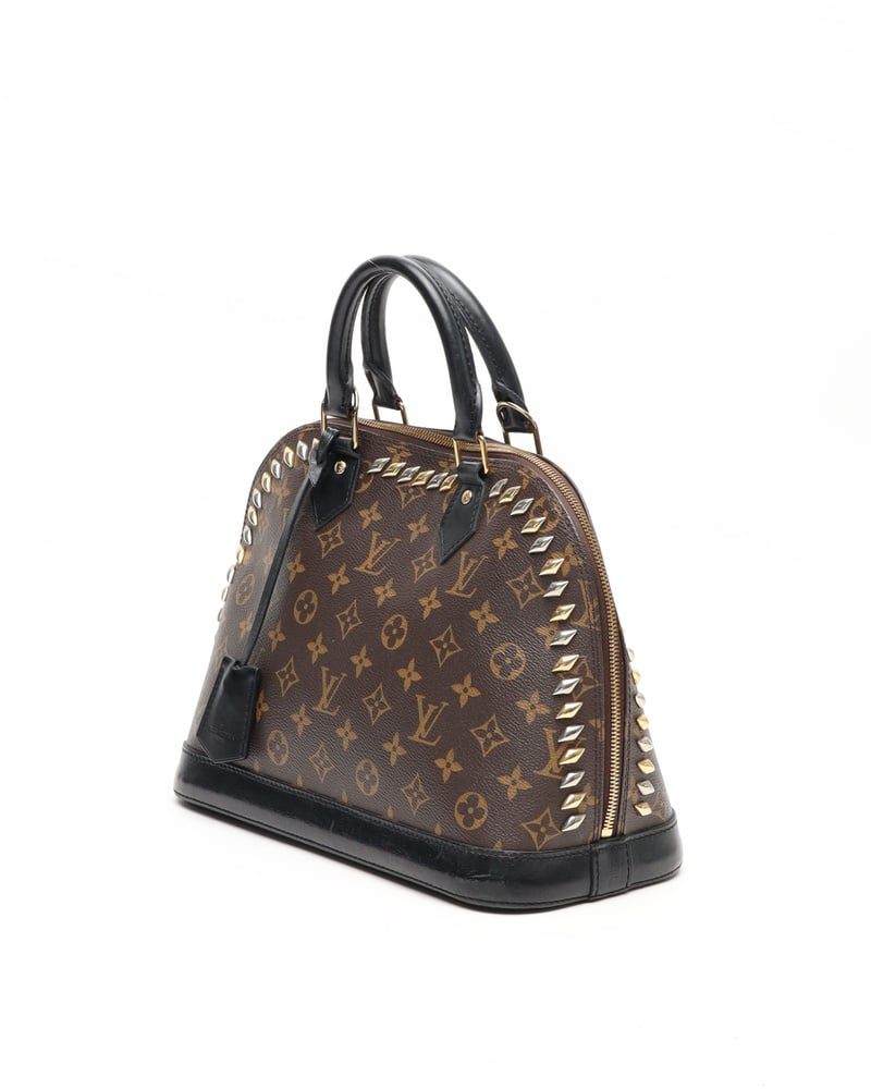 Louis Vuitton Monogram Macassar Studded Alma PM Bag