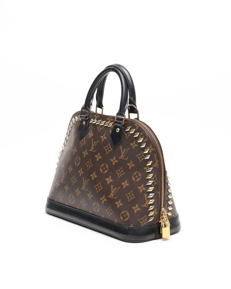 Louis Vuitton Monogram Macassar Studded Alma PM Bag