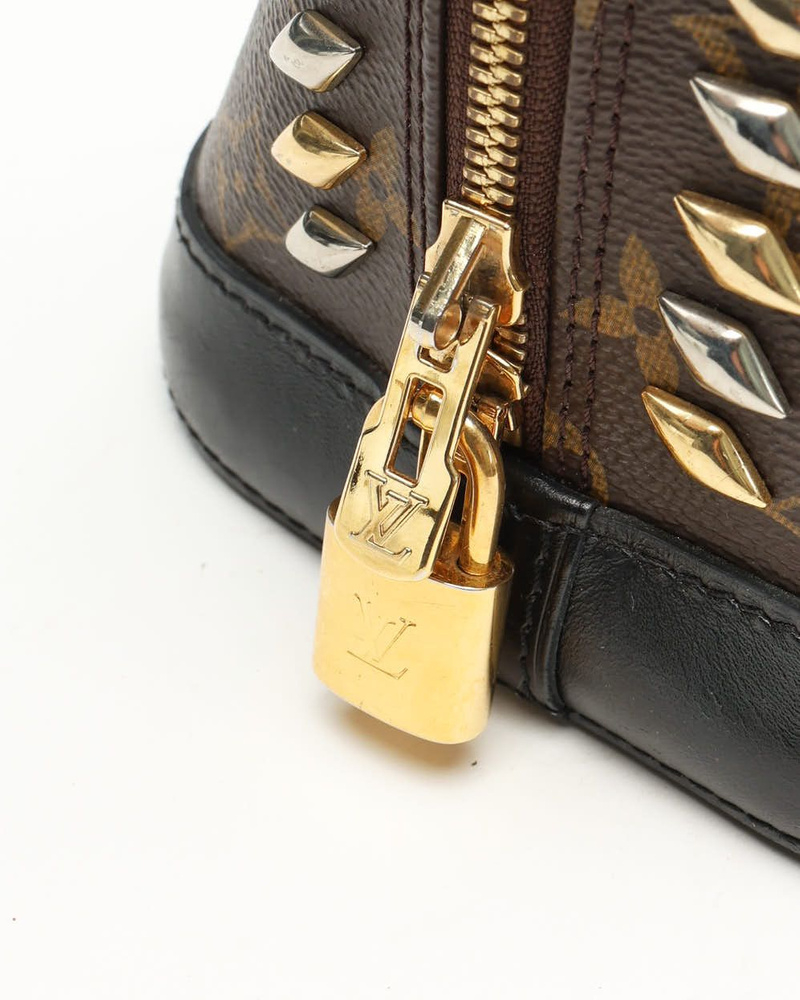 Louis Vuitton Monogram Macassar Studded Alma PM Bag
