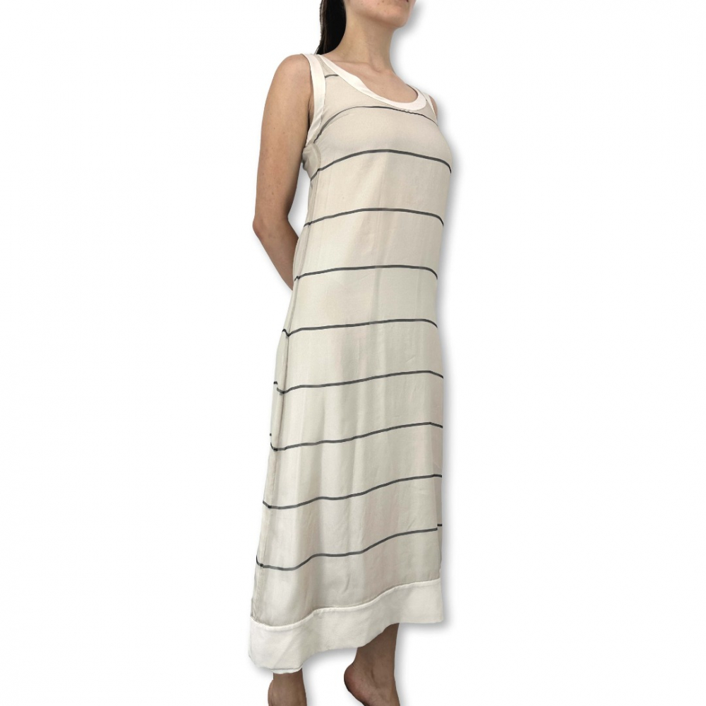 Brunello Cucinelli Gestreiftes langes Seidenkleid