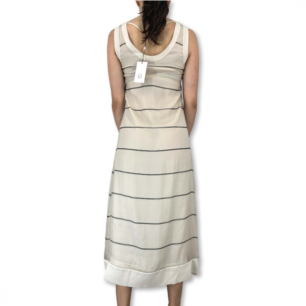 Brunello Cucinelli Gestreiftes langes Seidenkleid