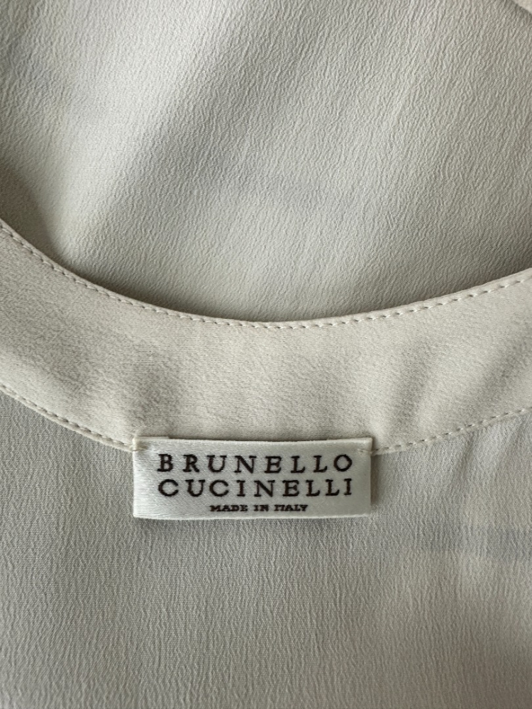Brunello Cucinelli Gestreiftes langes Seidenkleid