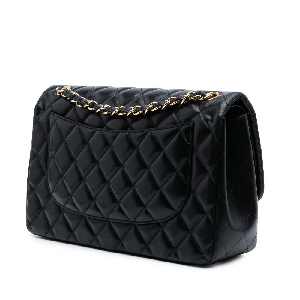 Chanel B Chanel Black Lambskin Leather Leather Jumbo Classic Lambskin Double Flap Italy