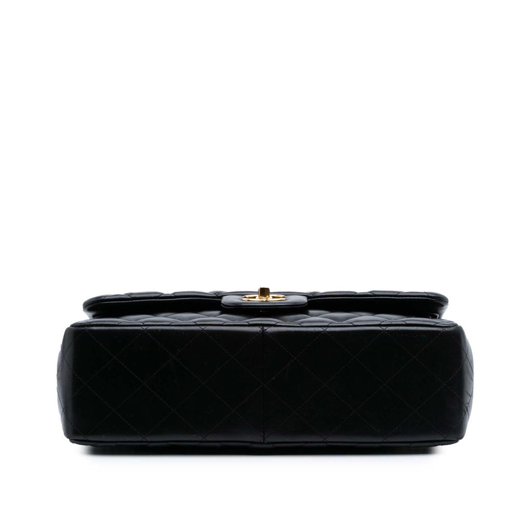 Chanel B Chanel Black Lambskin Leather Leather Jumbo Classic Lambskin Double Flap Italy