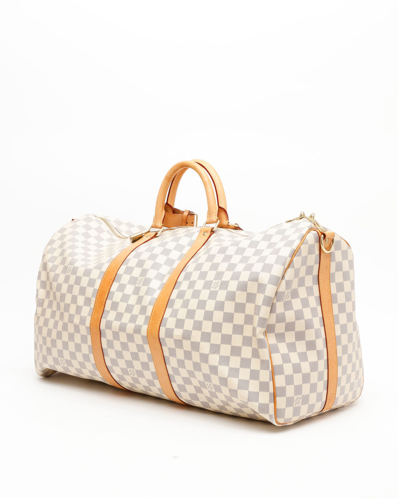 Louis Vuitton Damier Azur Keepall Bandoulière 55 Weekend Bag