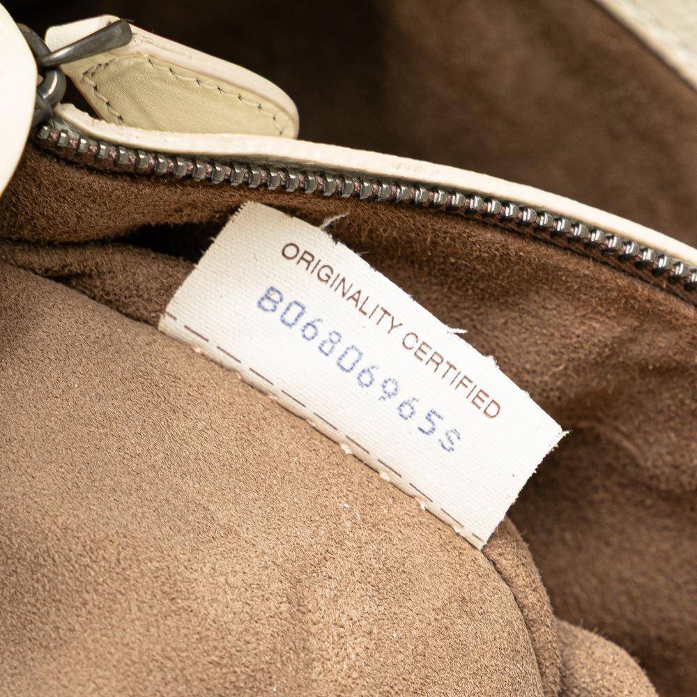 Bottega Veneta B Bottega Veneta White Calf Leather Medium Intrecciato Stitched Double Chain Tote Italy