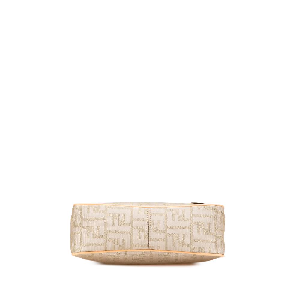 Fendi B Fendi Brown Light Beige Canvas Fabric Zucca Shoulder Bag Italy