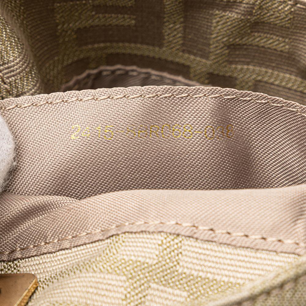 Fendi B Fendi Brown Light Beige Canvas Fabric Zucca Shoulder Bag Italy