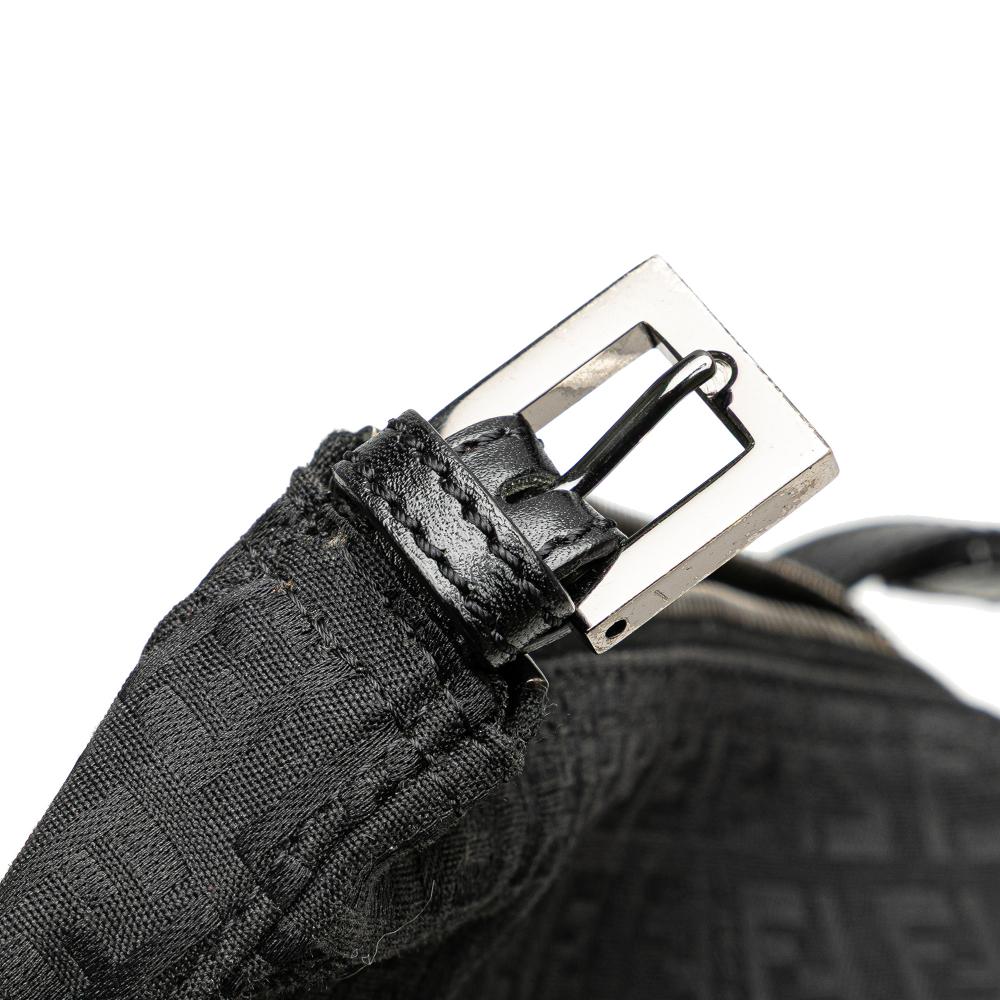 Fendi B Fendi Black Canvas Fabric Zucchino Handbag Italy