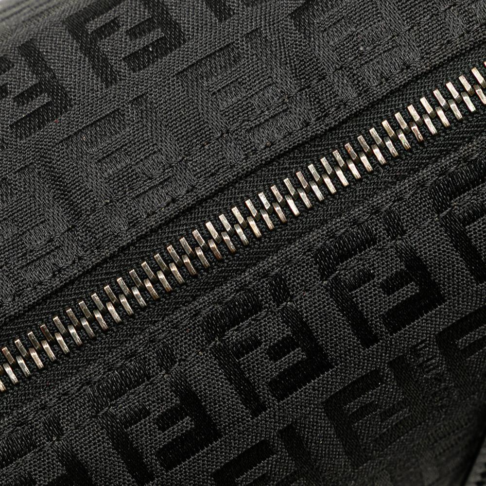 Fendi B Fendi Black Canvas Fabric Zucchino Handbag Italy