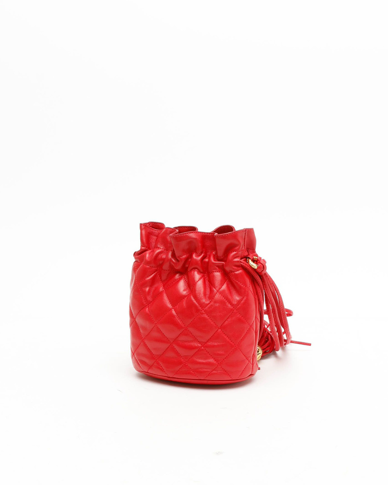 Chanel Quilted Drawstring Tassel Bucket Bag