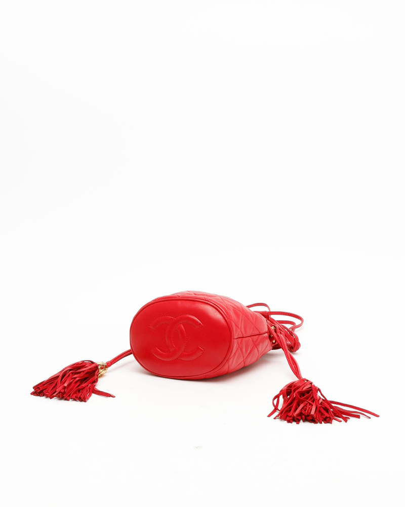 Chanel Quilted Drawstring Tassel Bucket Bag