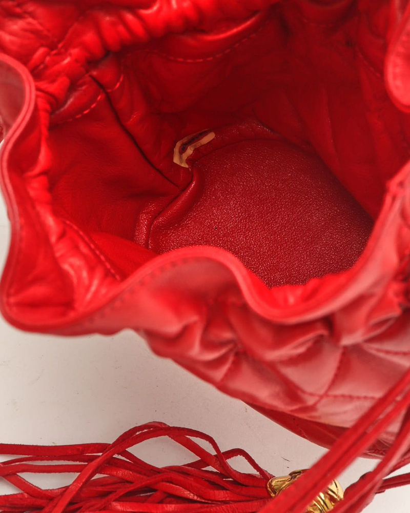 Chanel Quilted Drawstring Tassel Bucket Bag