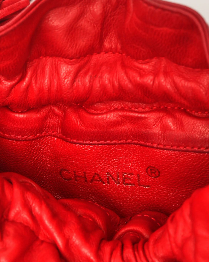 Chanel Quilted Drawstring Tassel Bucket Bag