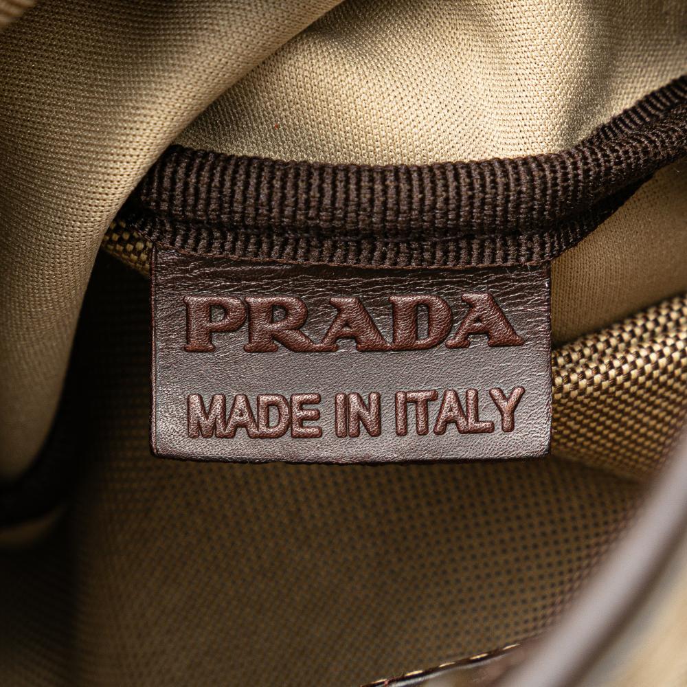 Prada B Prada Brown Beige Canvas Fabric Canapa Logo Crossbody Italy