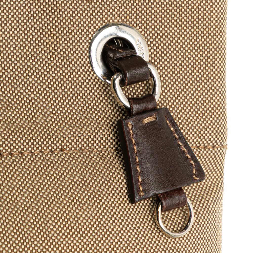 Prada B Prada Brown Beige Canvas Fabric Canapa Logo Crossbody Italy