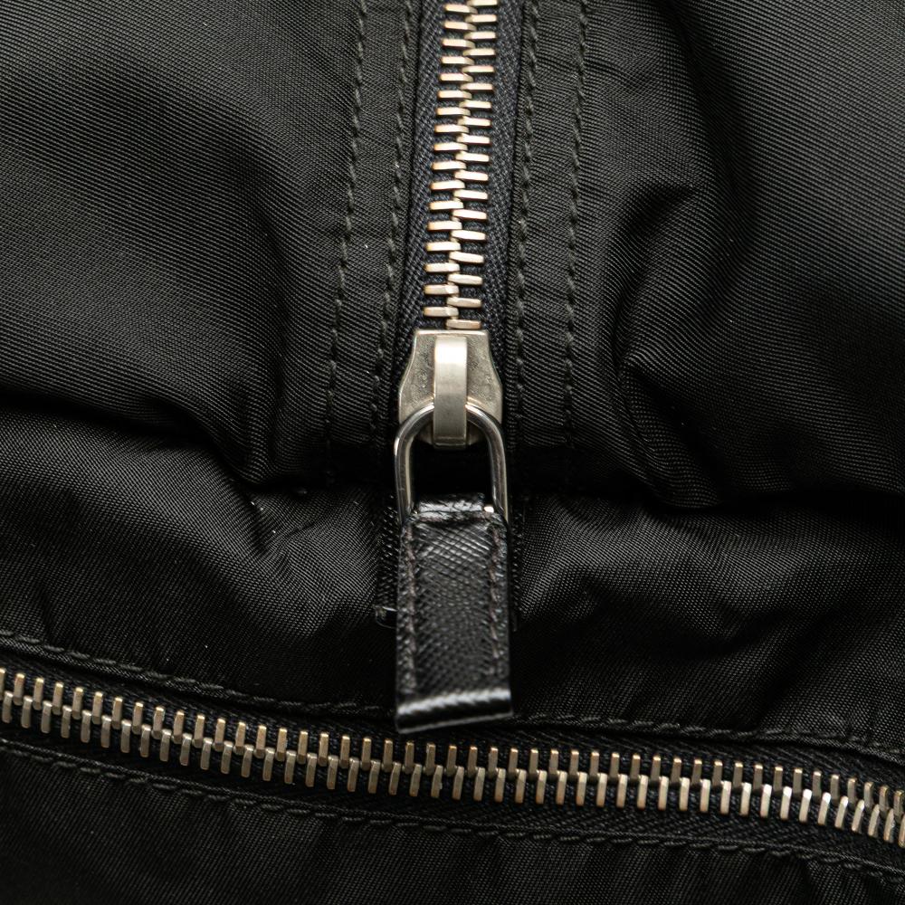 Prada B Prada Black Nylon Fabric Saffiano Trimmed Tessuto Handbag Italy