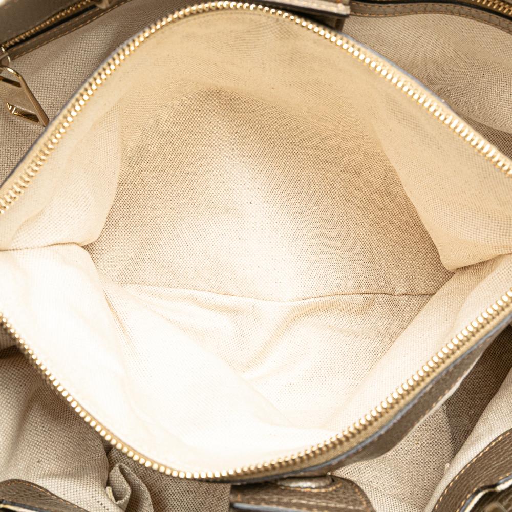 Gucci B Gucci Gold Calf Leather Medium skin Bamboo Shopper Satchel Italy