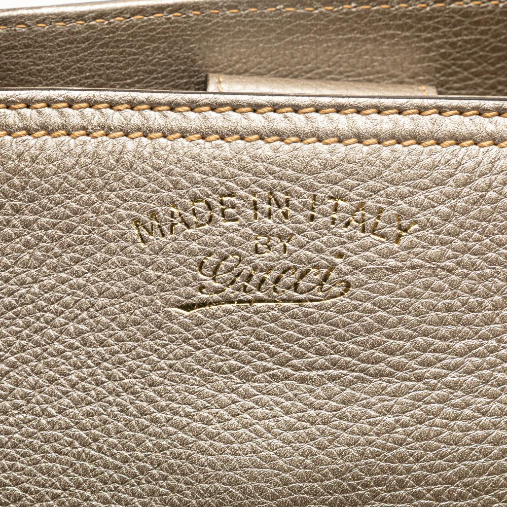 Gucci B Gucci Gold Calf Leather Medium skin Bamboo Shopper Satchel Italy