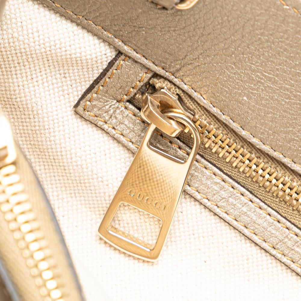 Gucci B Gucci Gold Calf Leather Medium skin Bamboo Shopper Satchel Italy