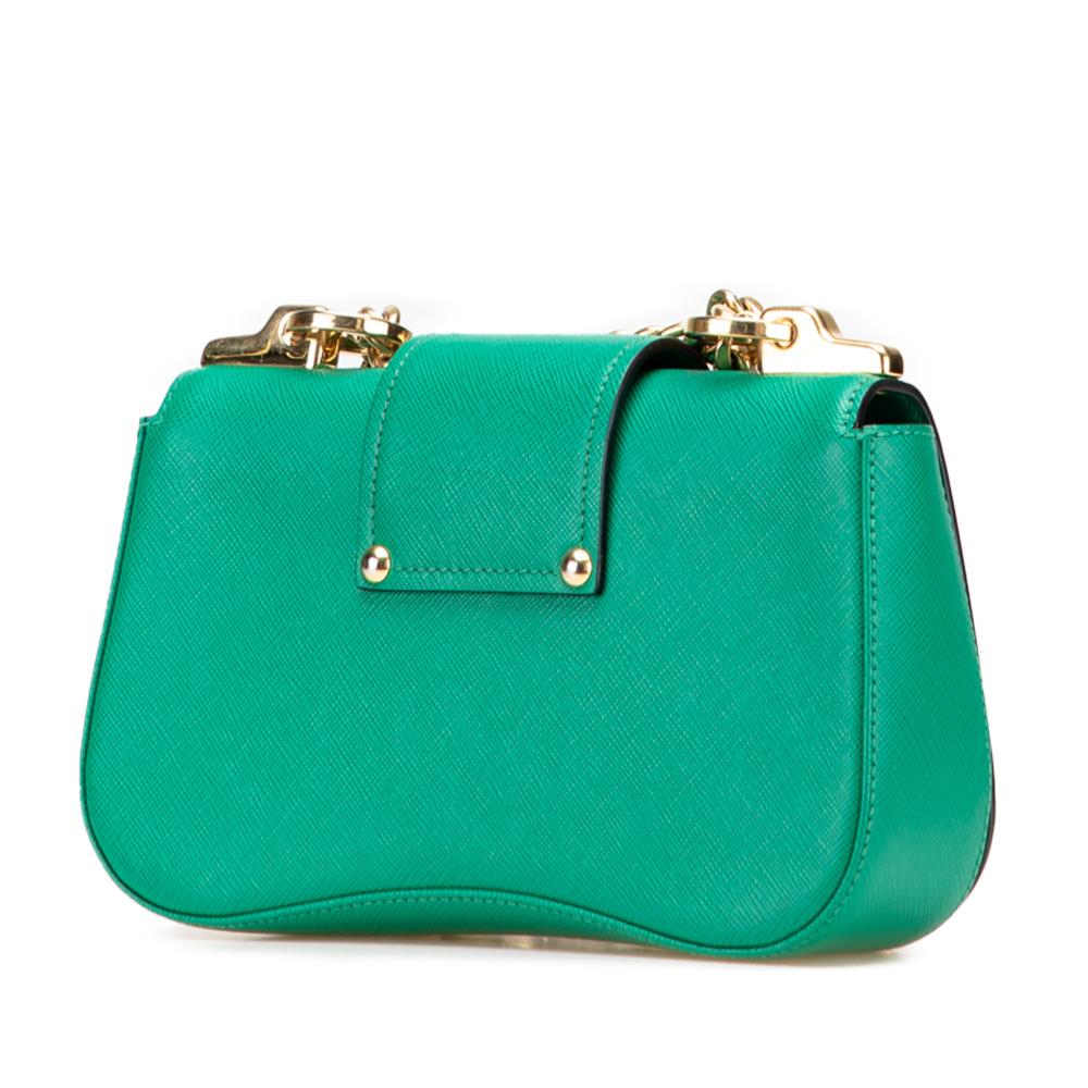 Prada B Prada Green Saffiano Leather Sidonie Crossbody Italy